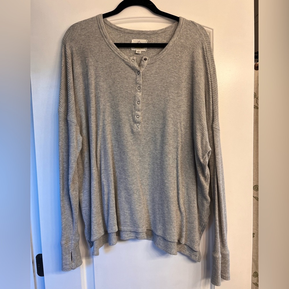 Heather Gray Waffle Knit Aerie Shirt